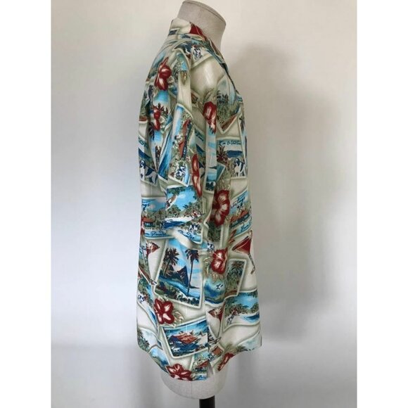 NWT BIG DOGS Short Sleeve Hawaiian Shirt Mens Size Small Postcard Floral Martini - Picture 6 of 8